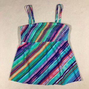 NEW Swimsuits for All Womens 10 Colorful Stripe Swim Tank Top Tankini NWT